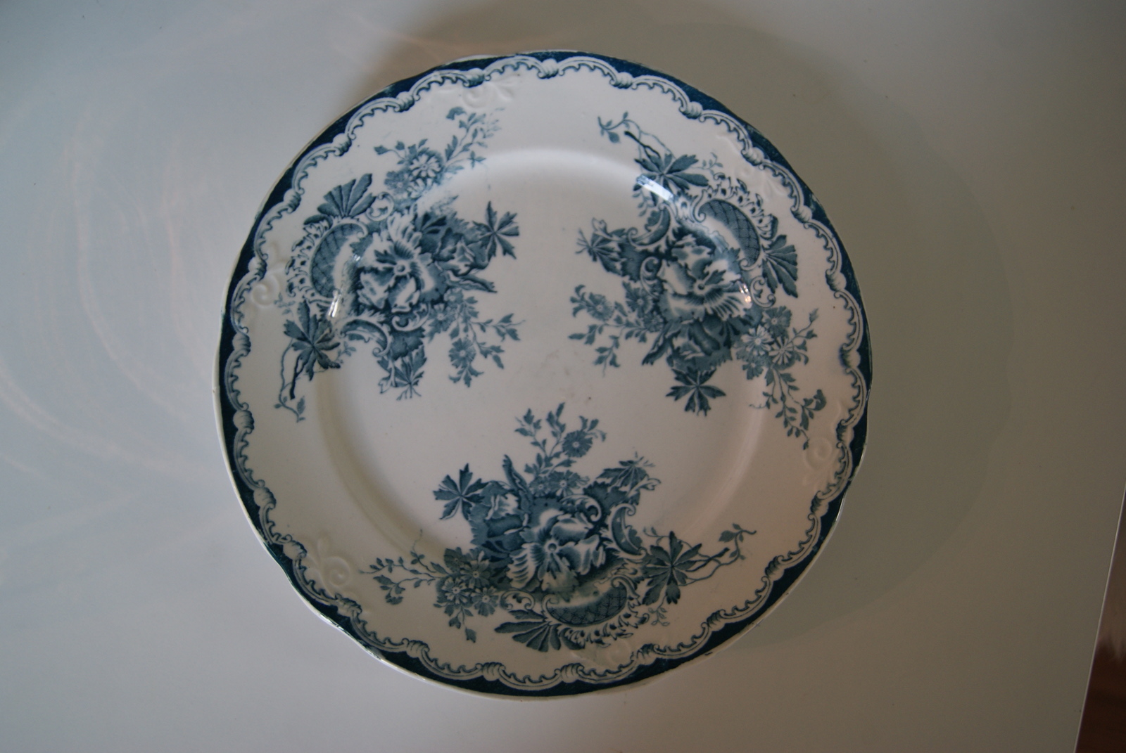 Egersund plate with blue flowers and with relief