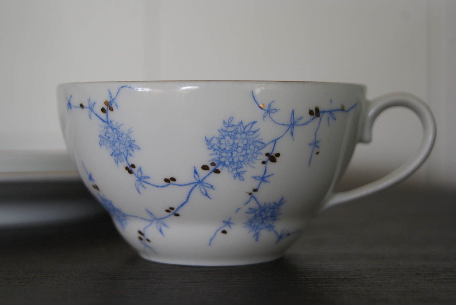 Porsgrund cup with saucer and plate with blue flowers