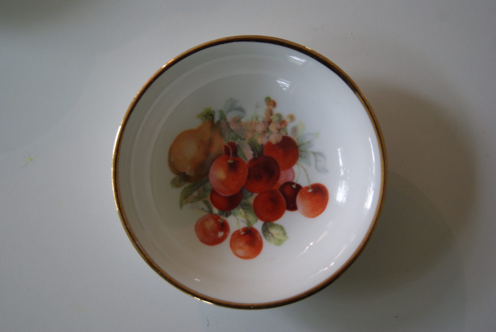Porsgrund dessert bowl with fruits - pears, and cherries
