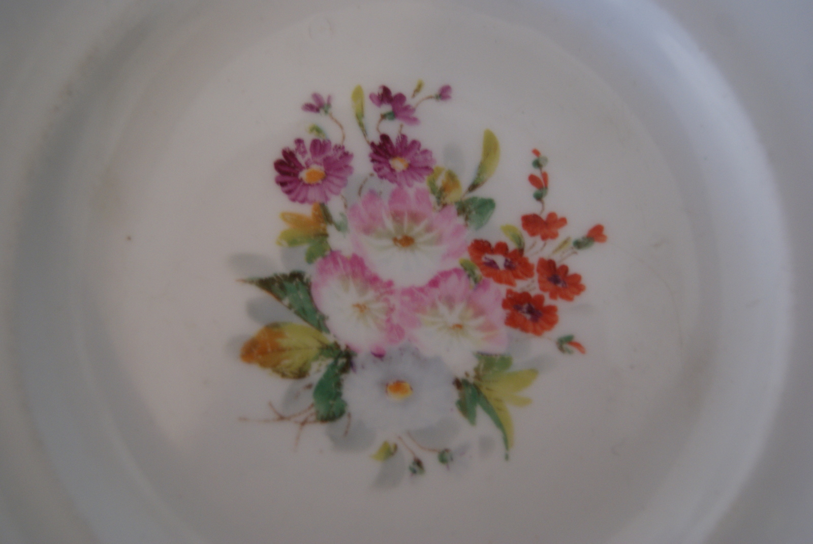 Waldenburg - Altwasser tallerken med bukett - rød, hvit, lilla og rosa blomster med blader