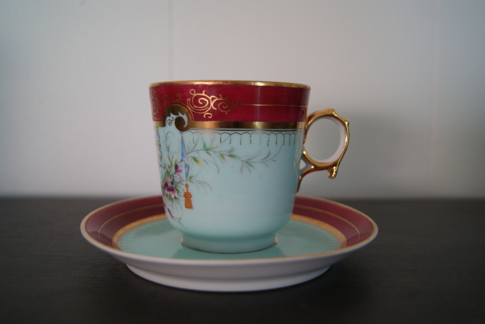 Waldenburg - Altwasser tea cup with saucer with Beautiful handpainted decor
