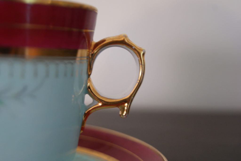 Waldenburg - Altwasser tea cup with saucer with Beautiful handpainted decor