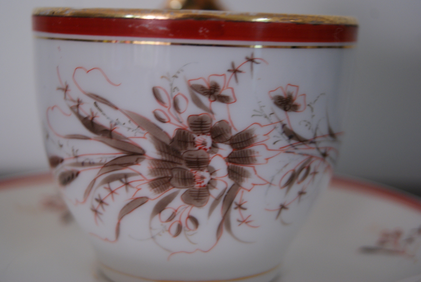 Waldenburg - Altwasser coffee cup with saucer with flowers and leaves