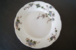 Porsgrund plate with blue flowers leaves and relief