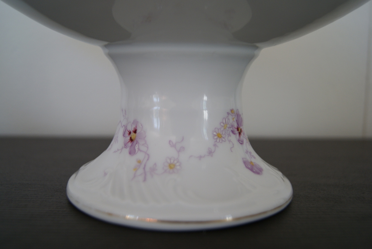 Porsgrund candy bowl with pansies flowers and relief