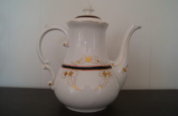 Porsgrund pot with black and red bands and golden decor
