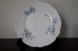 Porsgrund plate model “rococo” with relief, blue flowers and leaves