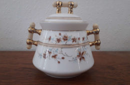 Jaworzyna Slaska (Konigszelt) August Rappsilber stavhank sukkerskål med håndmalt blomster