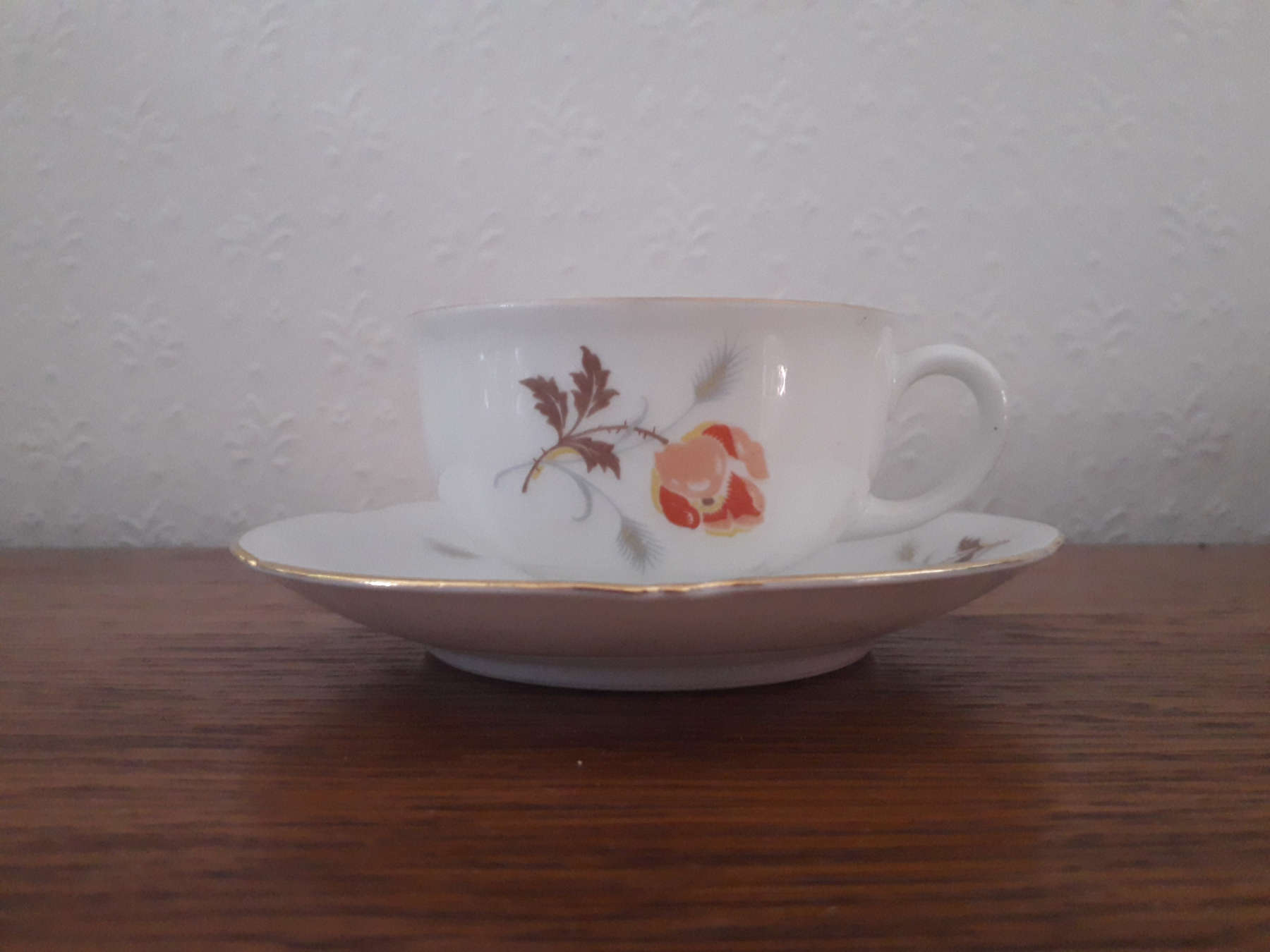 Porsgrund cup with saucer with flowers and roses 1