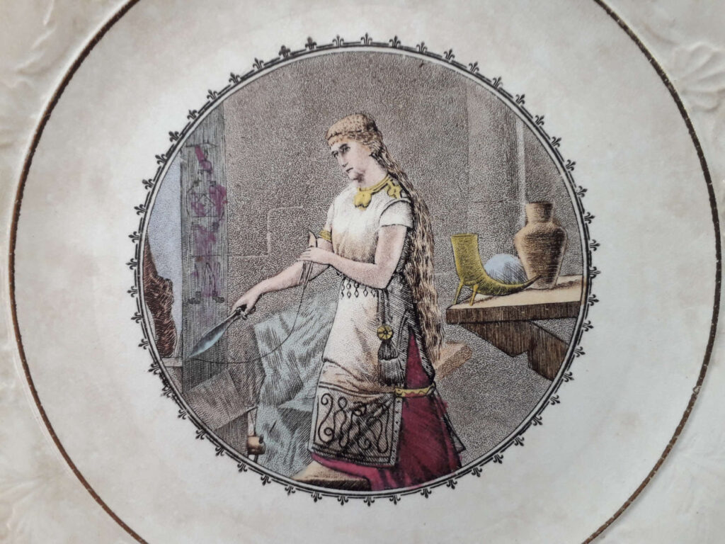 Egersunds Fayancefabrik plate with relief decorated with a Frithiofs Saga motive