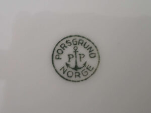 Porsgrunds Porselænsfabrik stempel, Porsgrund, Norge. Period 1913 - 1930