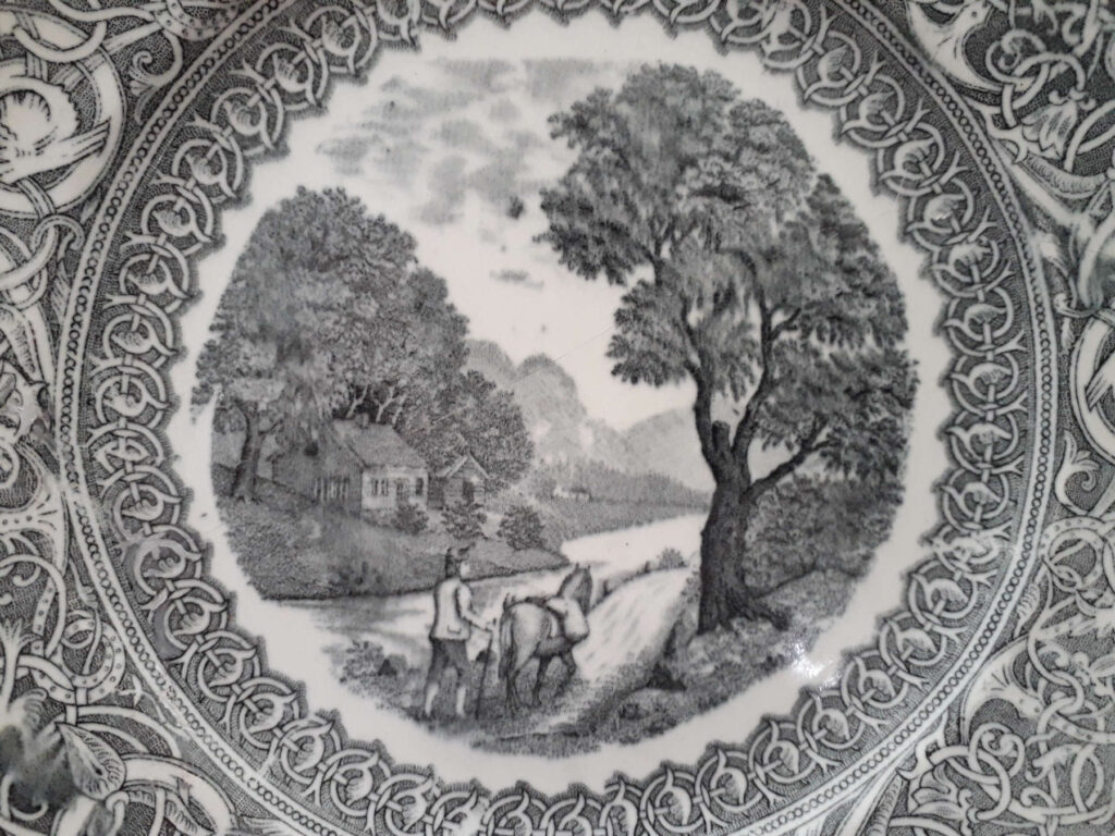 Egersunds Fayancefabrik plate with a man with horse on countryside - Nordisk decor